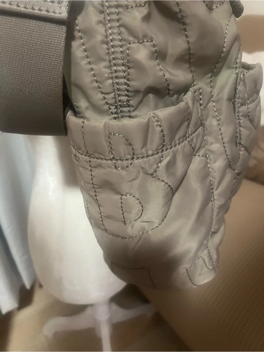 Marc Jacob’s Quilted Nylon Diaper Bag Tote Bag in Taupe color